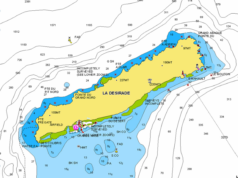 Carte La Désirade - Voilier Solal charter Antilles Caraïbes